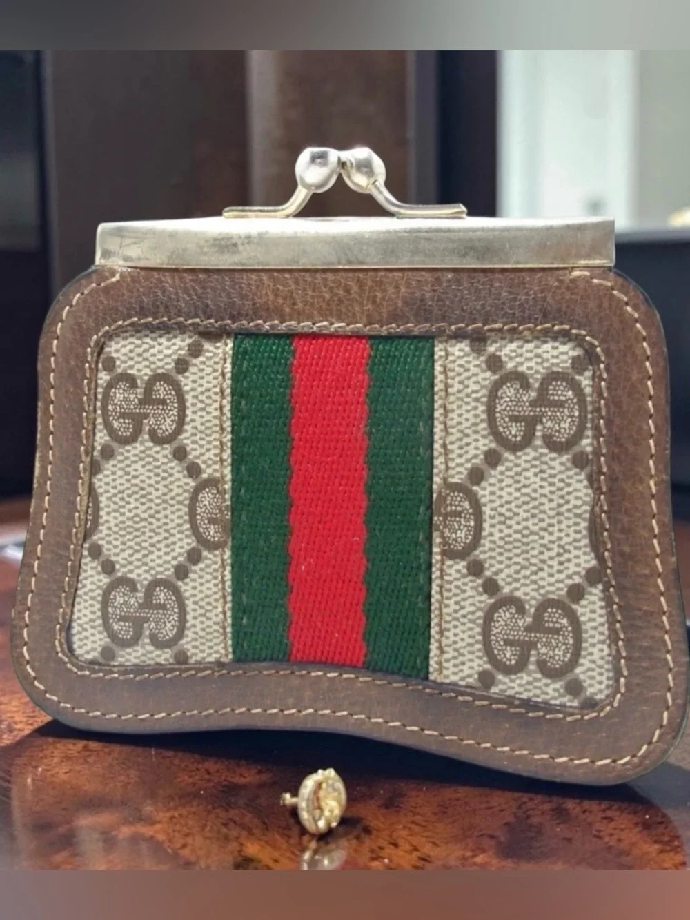 GUCCI Accessory Collection Vintage Sherry Line Kisslock Coin Purse 😍❤️ - Picture 2 of 16